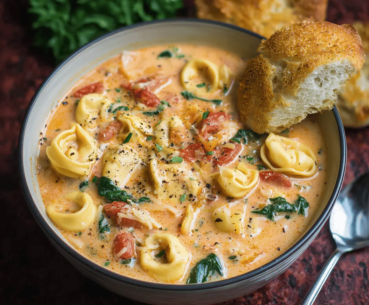 Creamy Tuscan Garlic Tortellini Soup