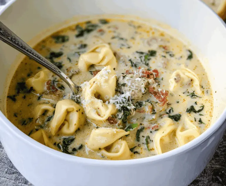 Creamy Tuscan Garlic Tortellini Soup
