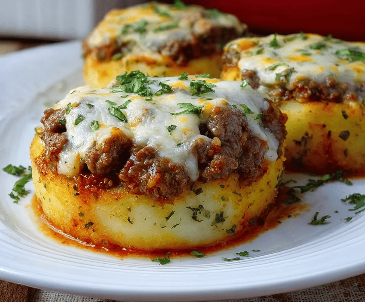 Crispy Mashed Potatoes Stuffed with Cheese & Beef