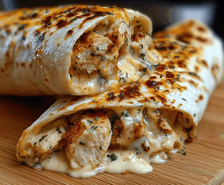 Ooey-Gooey Cheesy Garlic Chicken Wraps