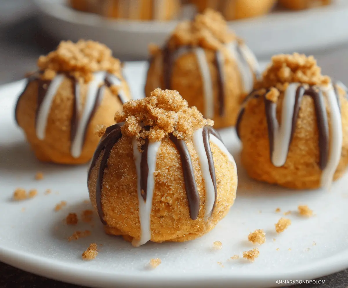 Creamy pumpkin cheesecake truffles coated in chocolate, perfect for fall desserts and holiday treats.