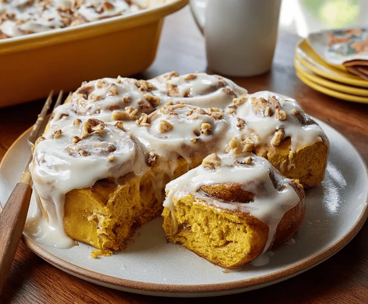 Pumpkin Cinnamon Rolls with Coffee Maple Frosting