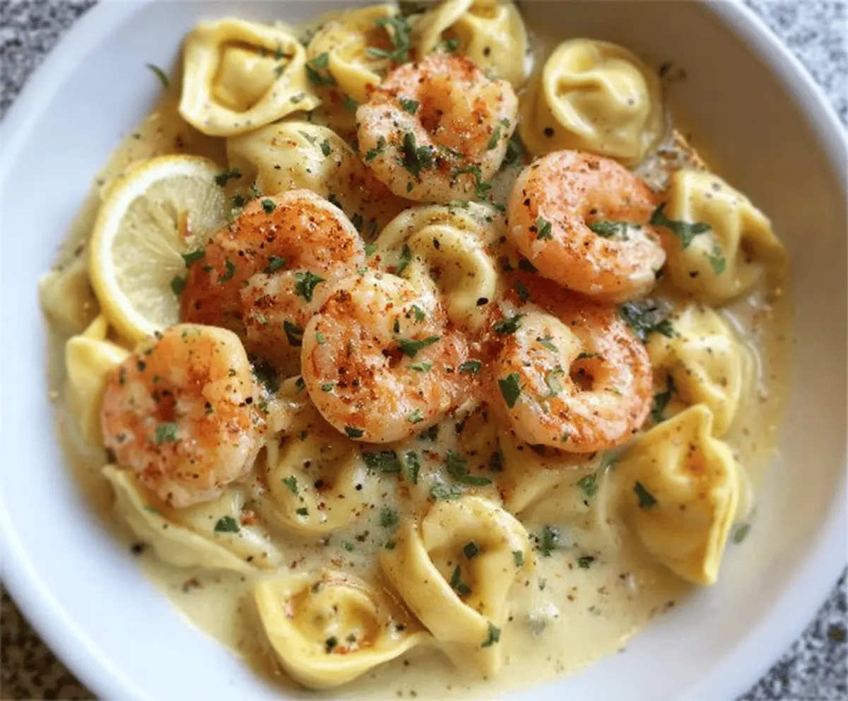 Shrimp Tortellini in Lemon Garlic Cream Sauce
