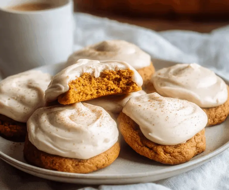 Soft Pumpkin Cookies with Cinnamon Frosting
