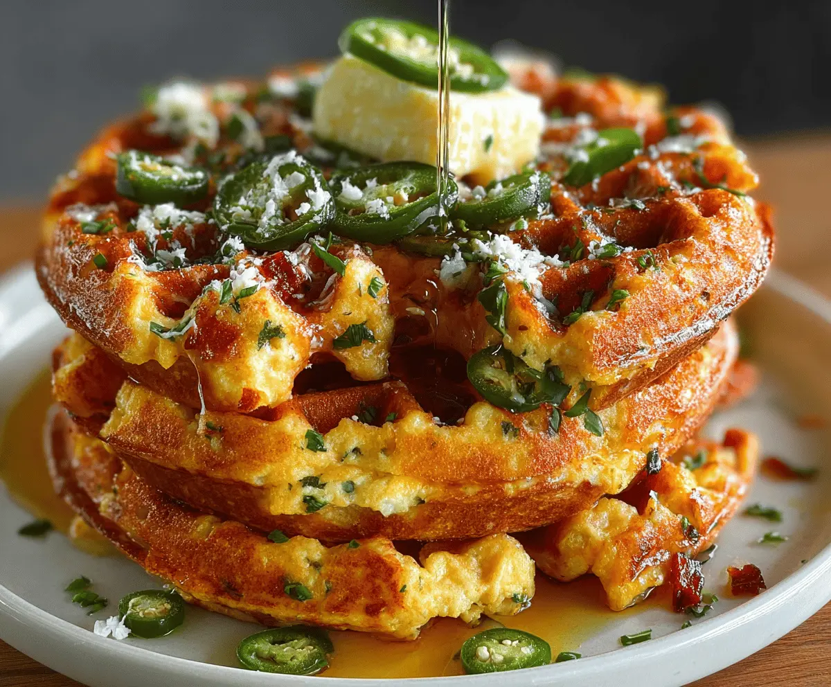Spicy Cheddar Jalapeño Cornbread Waffles