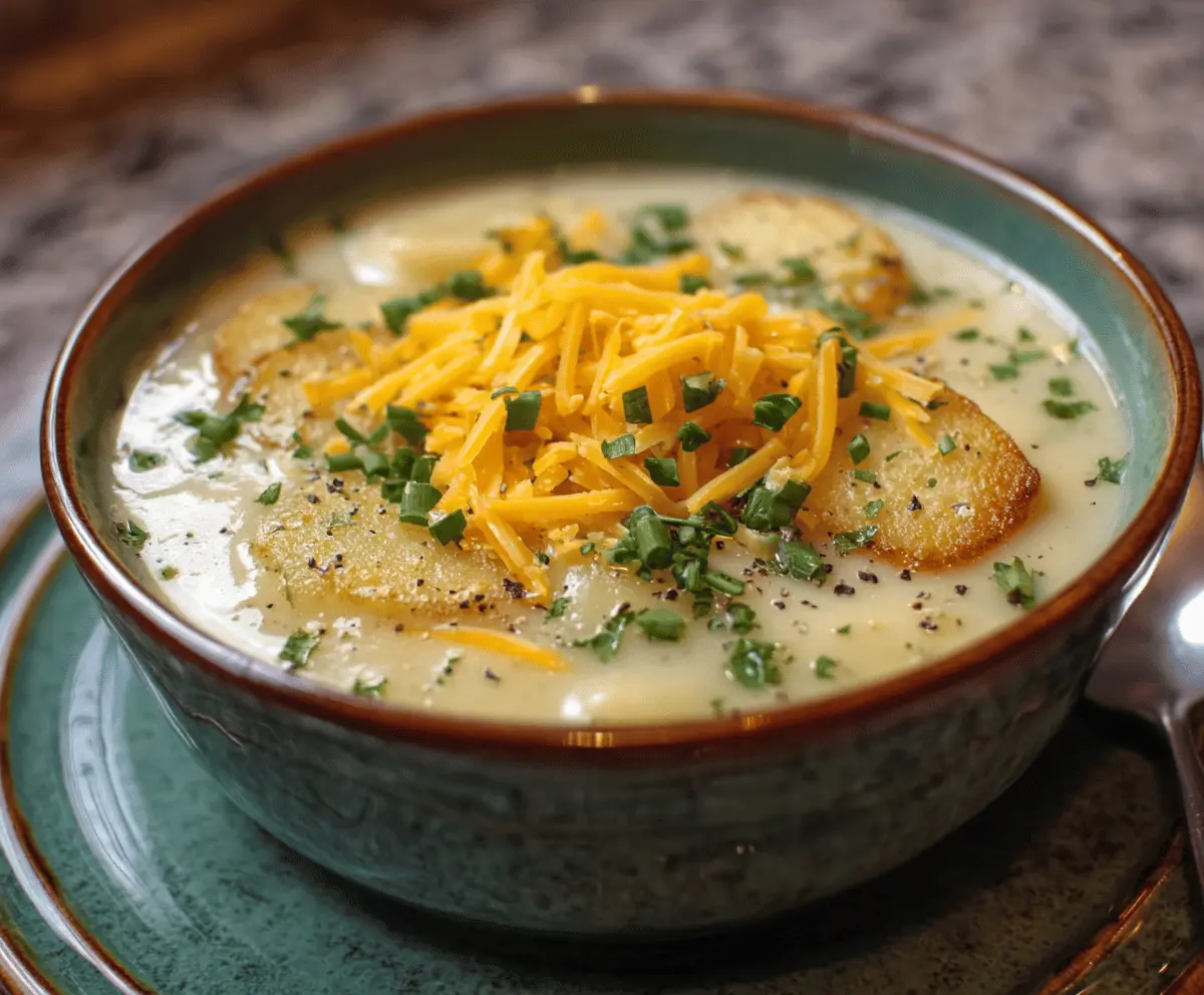 Cheddar Garlic Herb Infused Potato Soup Recipe