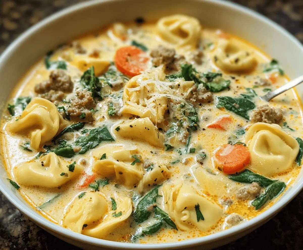 Creamy Sausage Tortellini Soup Creation