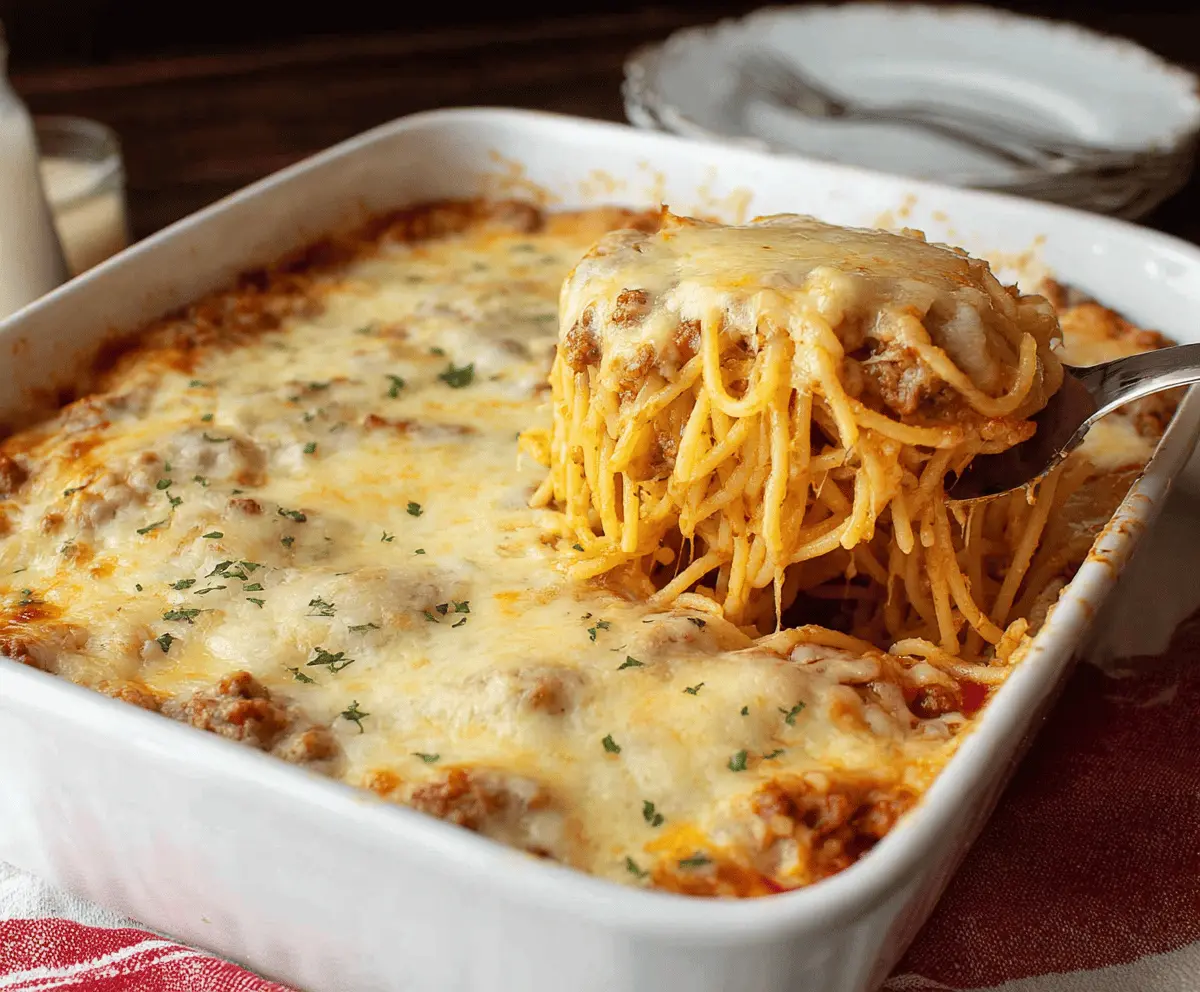 Creamy Southern Spaghetti Bake