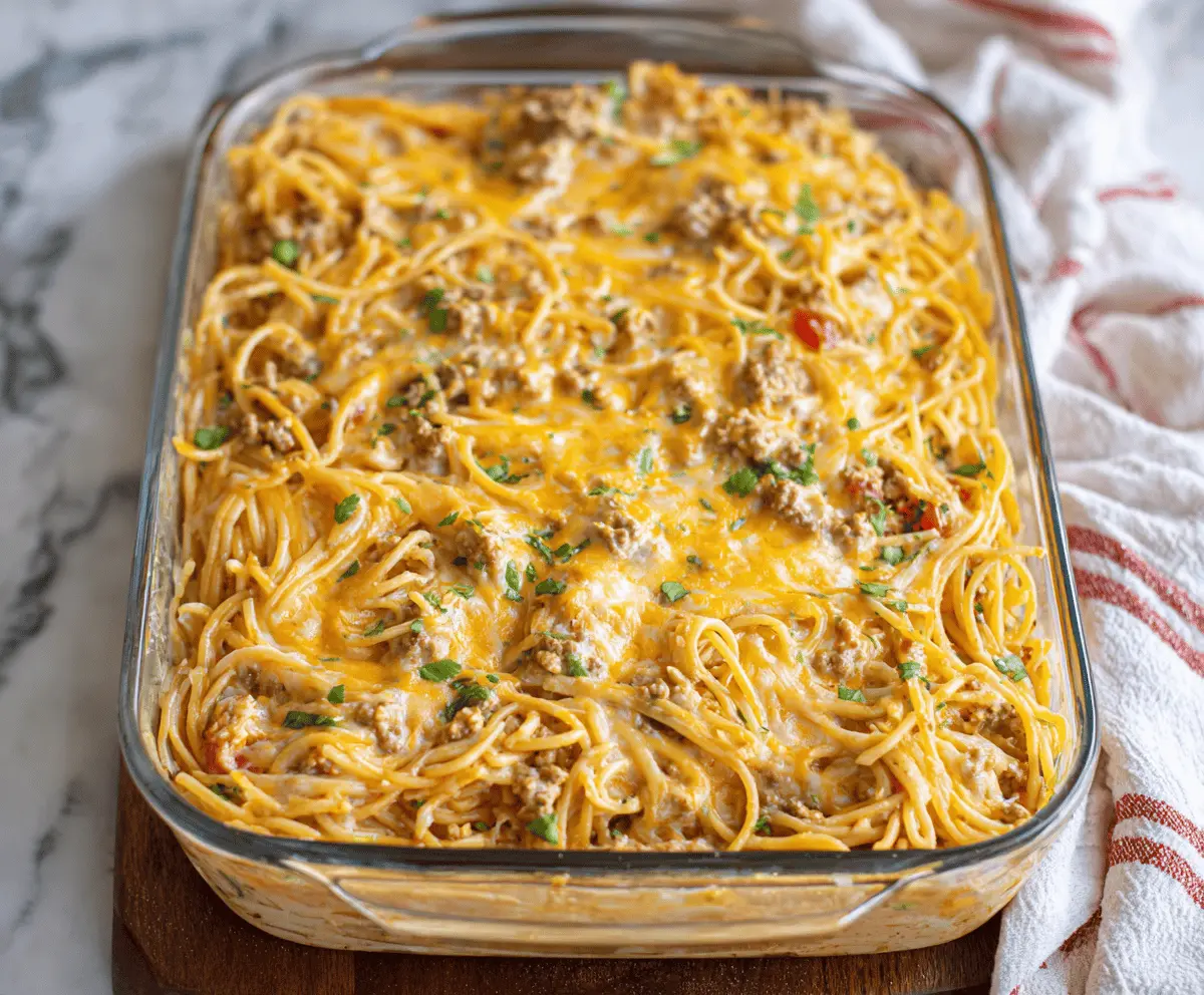 Creamy Southern Spaghetti Bake