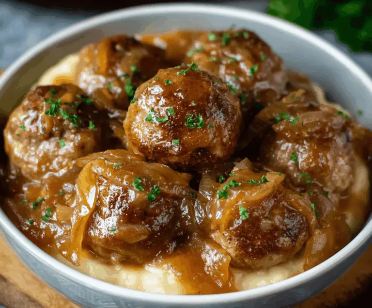 Crockpot French Onion Meatballs