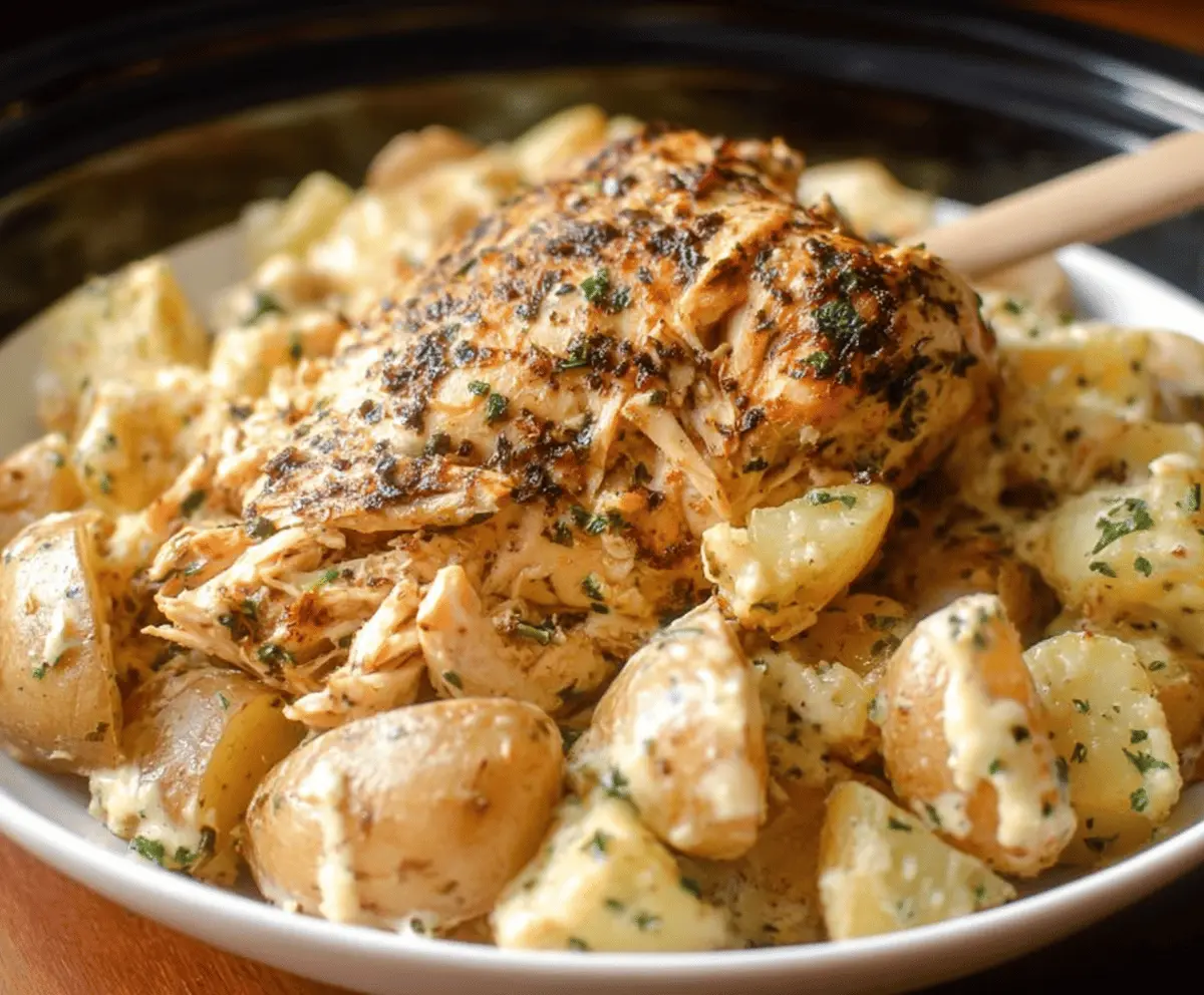 Garlic Parmesan Crockpot Chicken and Potatoes