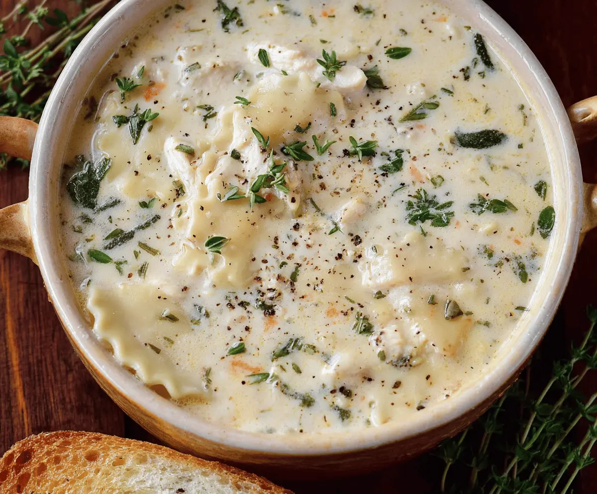 Irresistible White Chicken Lasagna Soup