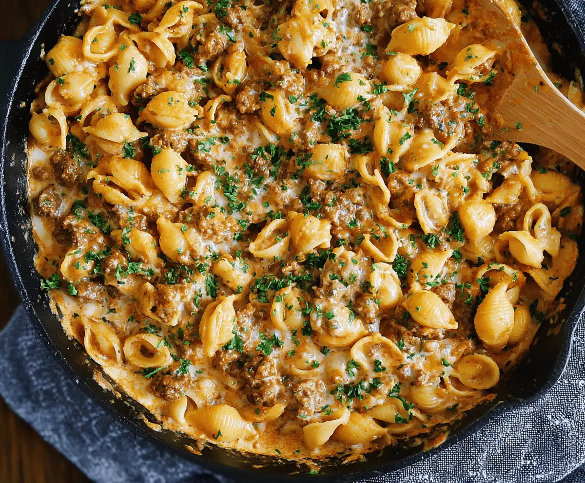 Easy One-Pot Creamy Beef and Shells Recipe