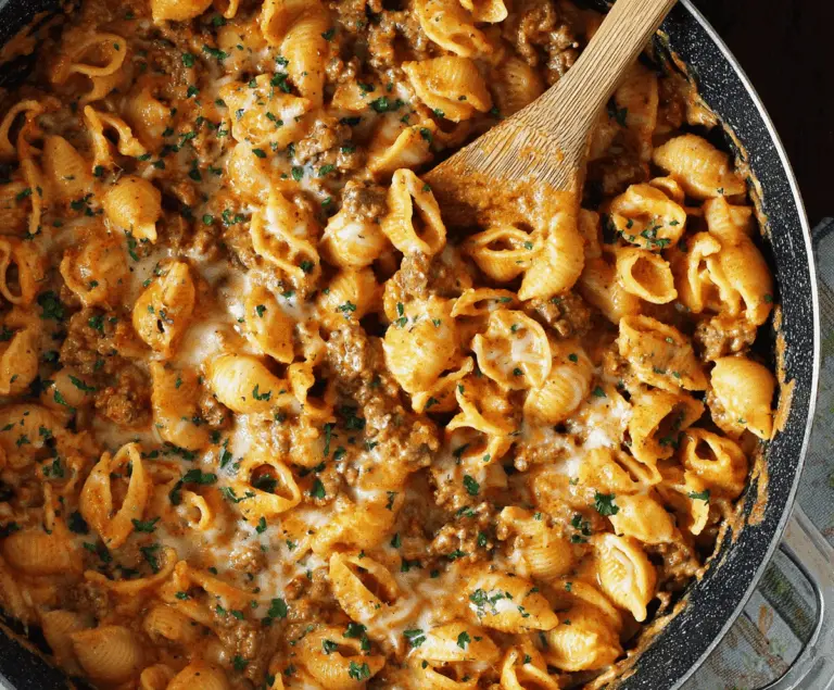 One-Pot Creamy Beef and Shells