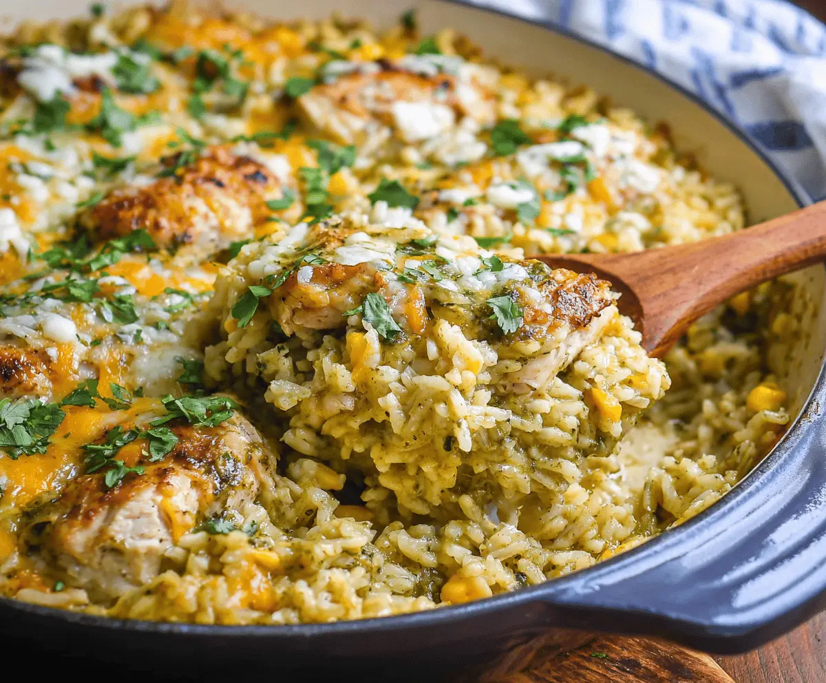 Salsa Verde Chicken and Rice Casserole