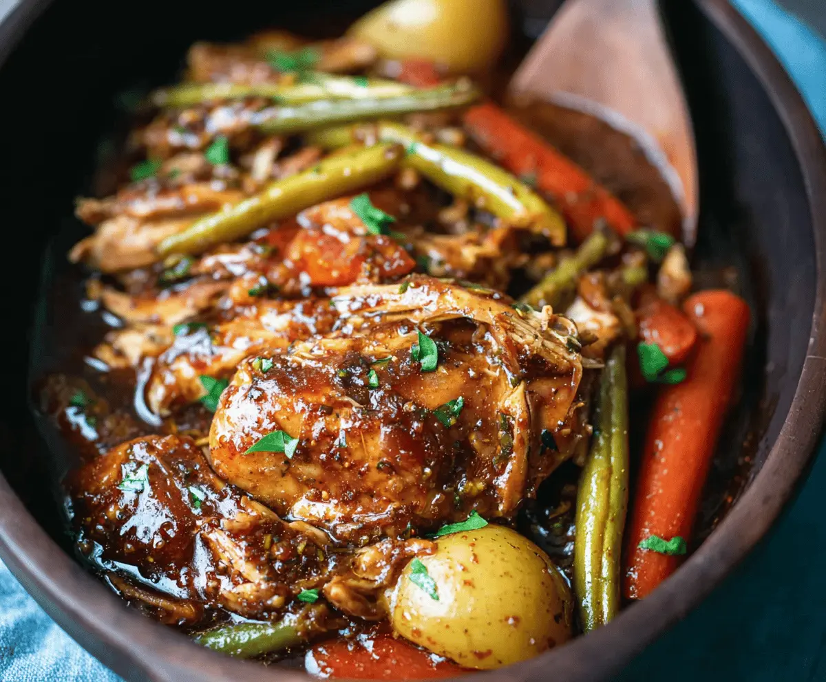 Easy Slow Cooker Honey Garlic Chicken with Veggies