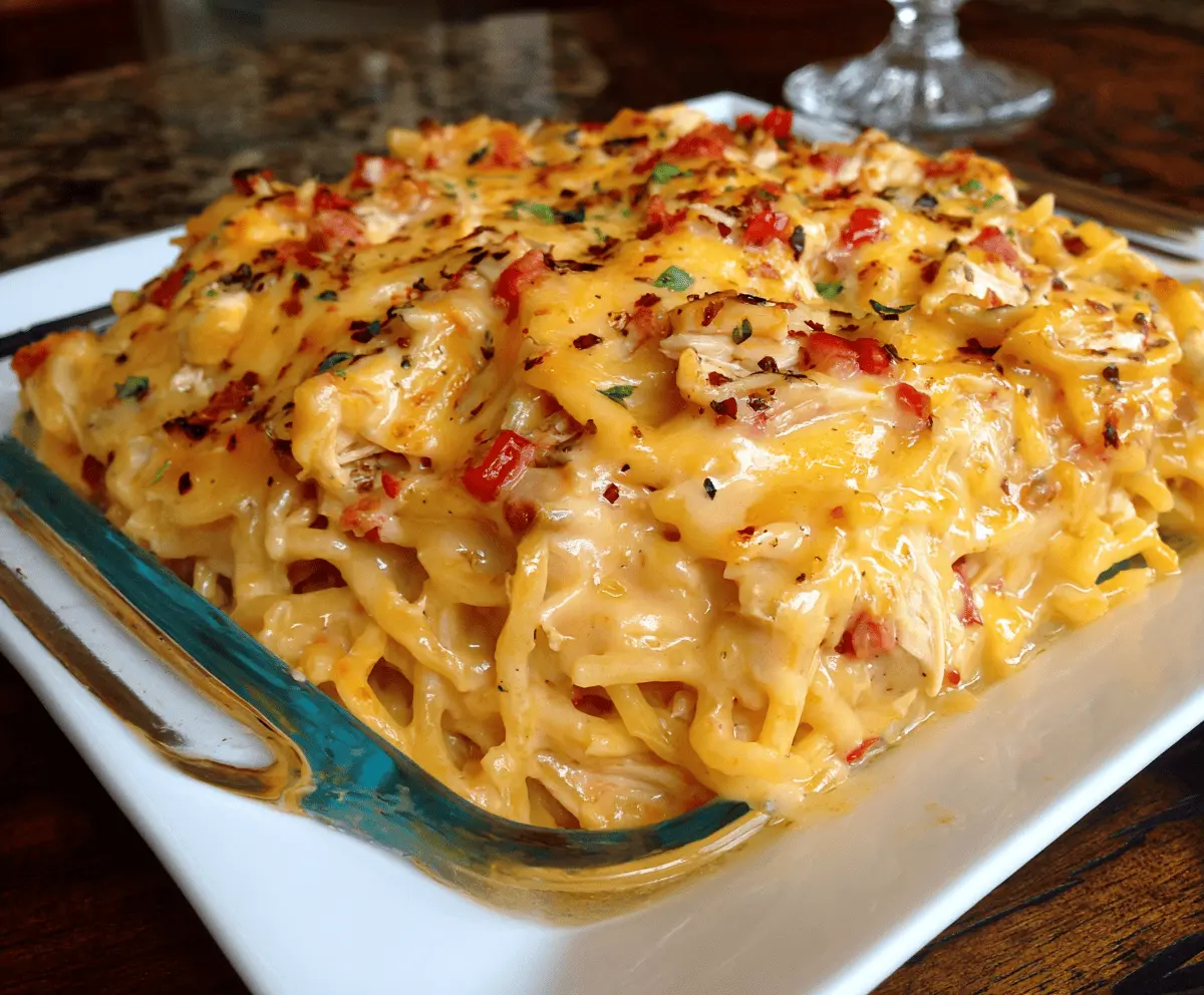 Easy Spicy Southern Chicken Spaghetti Casserole Recipe