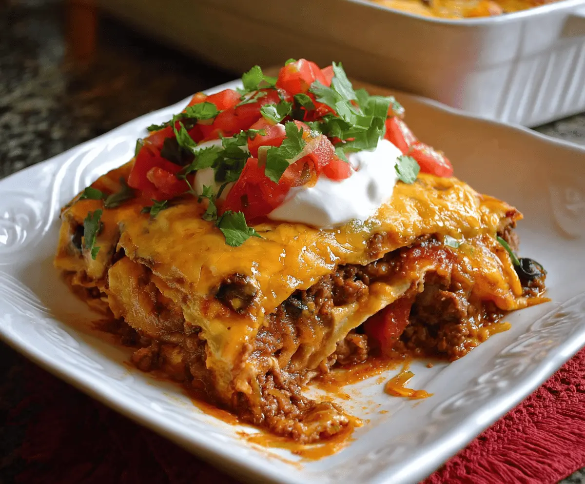 The BEST Beef Enchilada Casserole