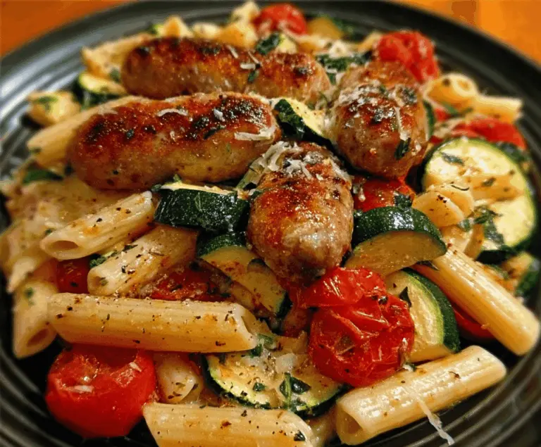 Chicken Sausages with Zucchini, Tomatoes, and Pasta