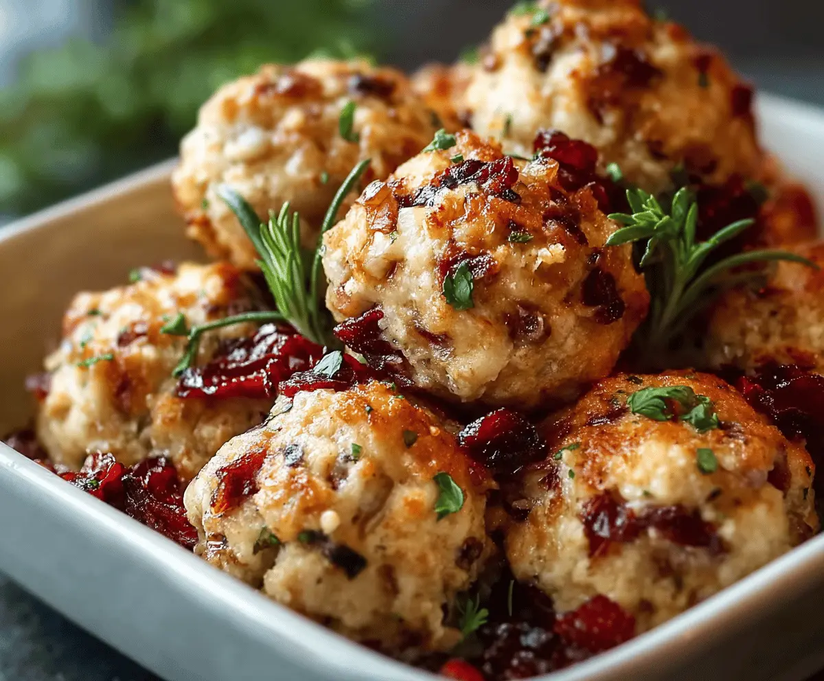 Easy Cranberry Turkey Stuffing Balls Recipe for Holidays