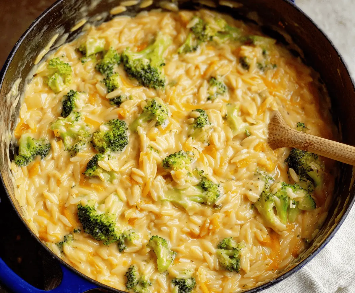 Quick & Creamy Broccoli Cheddar Orzo – One Pot Delight
