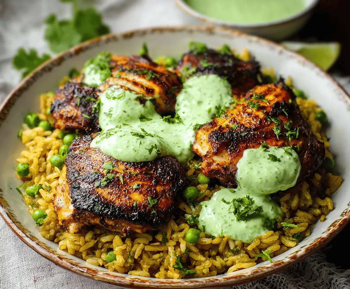 Easy Peruvian Chicken and Rice with Authentic Green Sauce Recipe