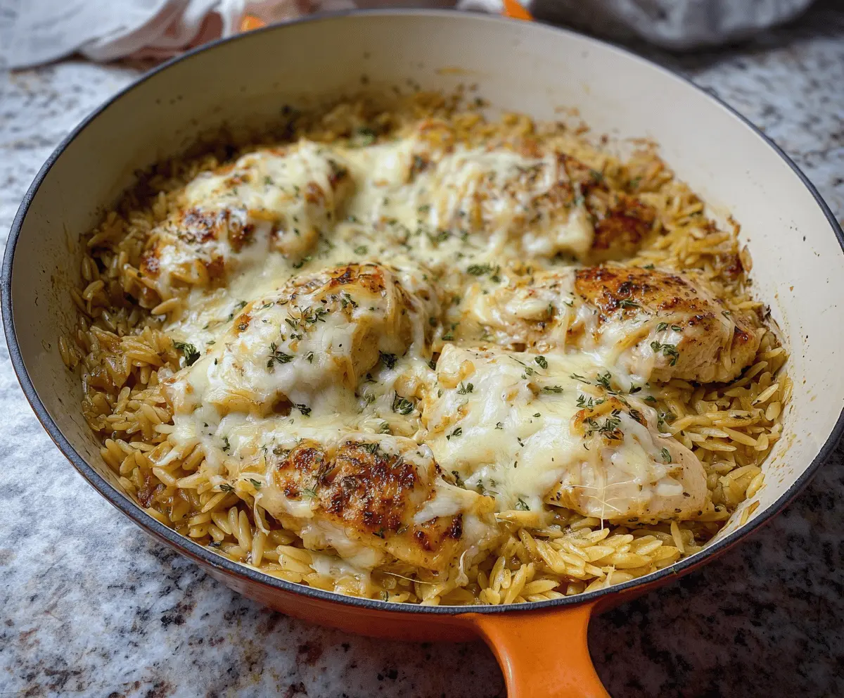 Easy French Onion Chicken Orzo Casserole Recipe