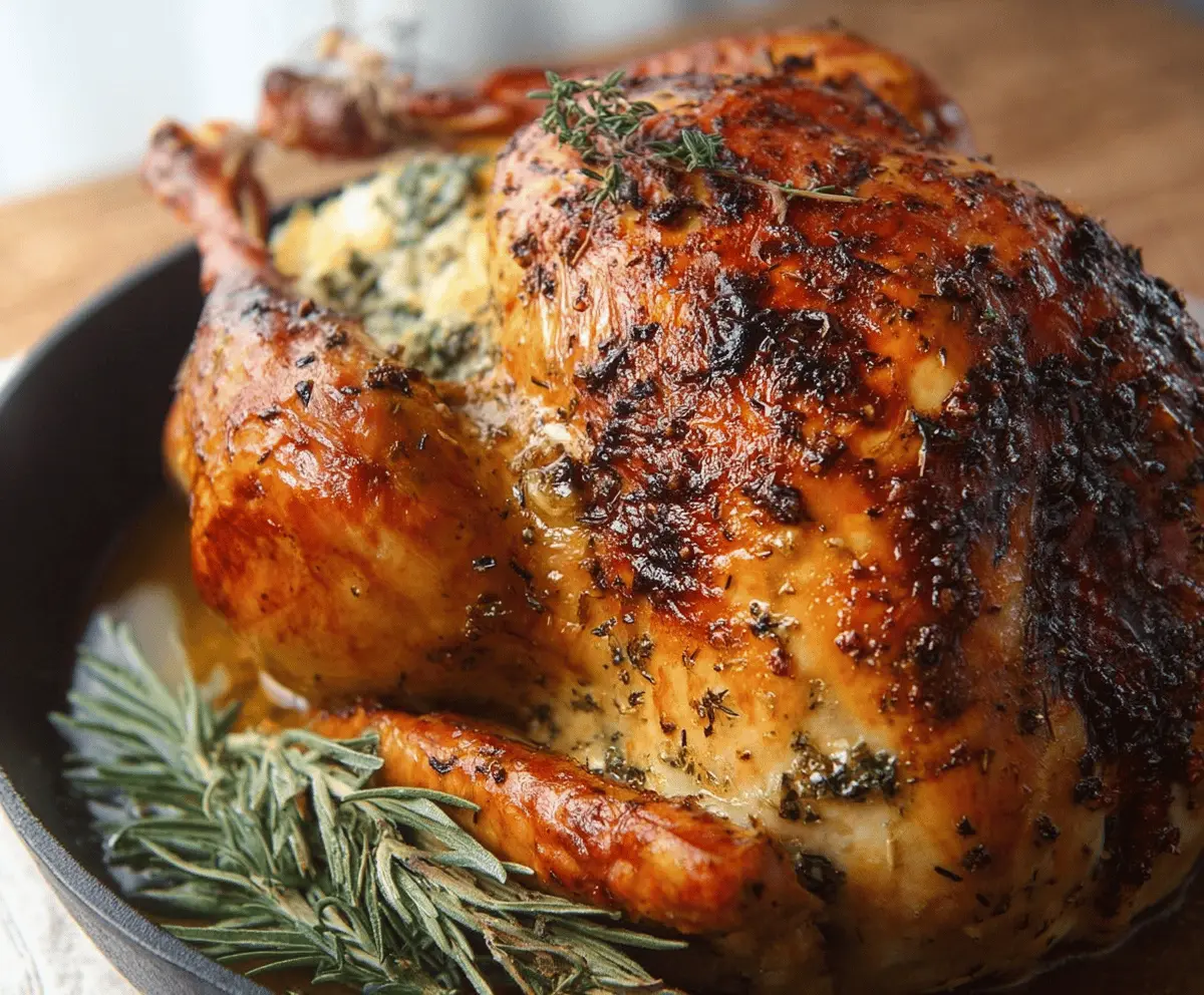 Garlic Herb Butter Roast Turkey Recipe – Juicy & Flavorful Holiday Roast