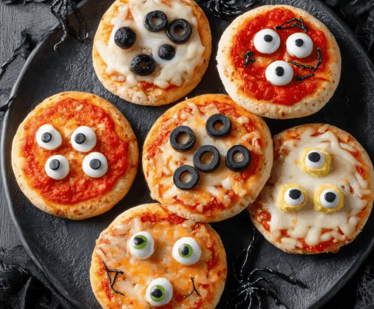 Halloween Mini Pizzas – Kid-Decorated Eyeballs