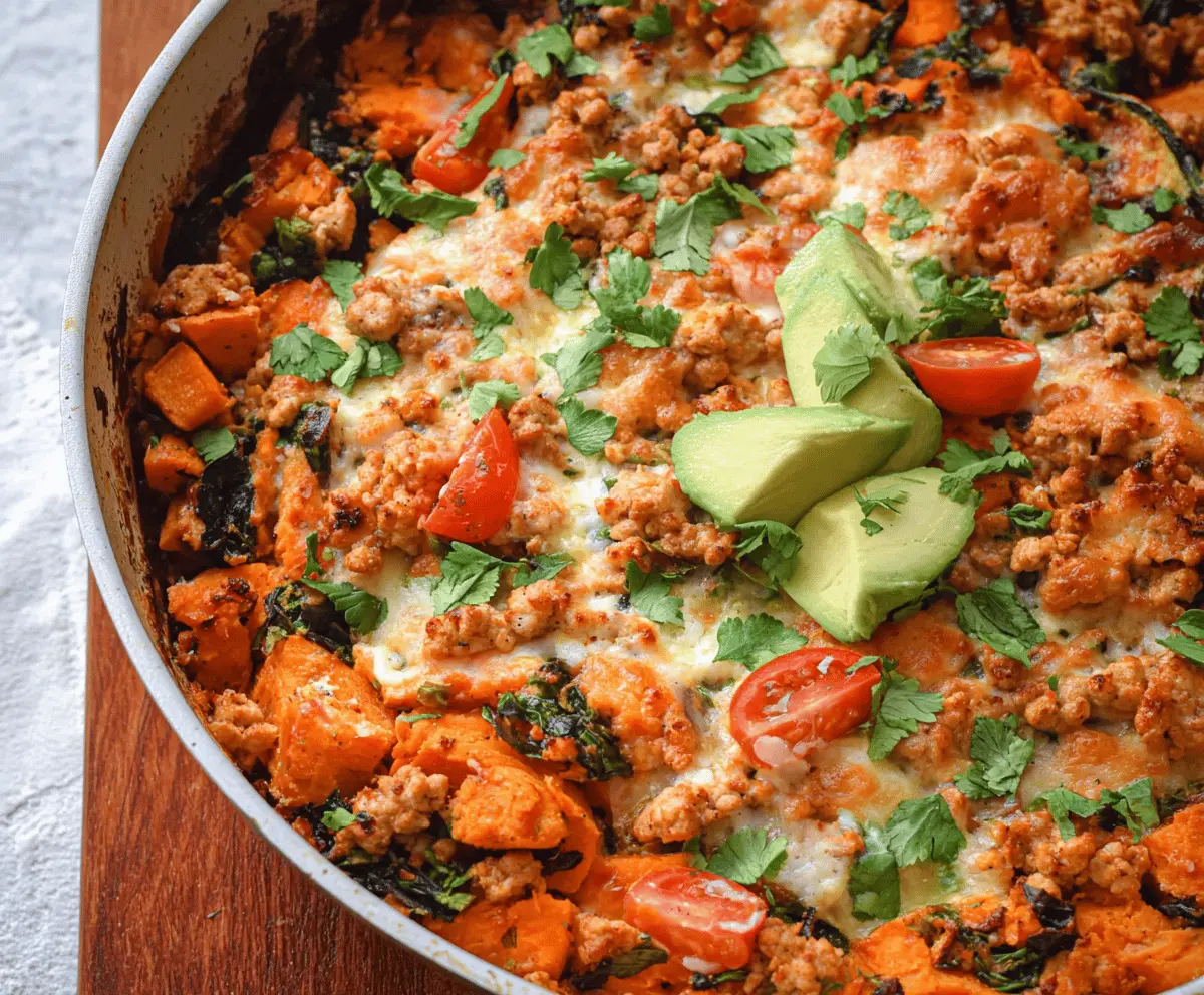 Healthy Ground Turkey and Sweet Potato Dinner Bake Recipe