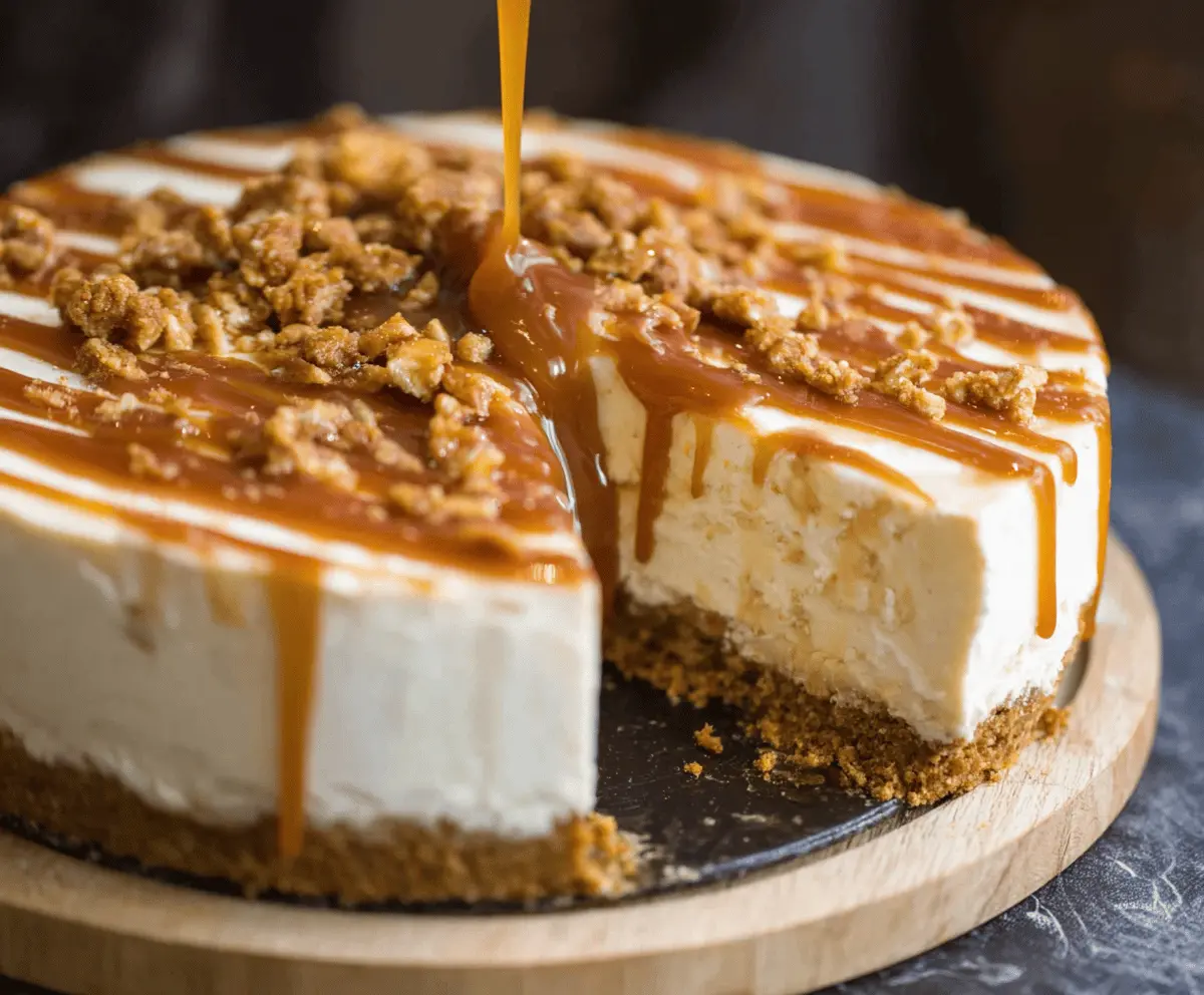 Easy No Bake Salted Caramel Cheesecake