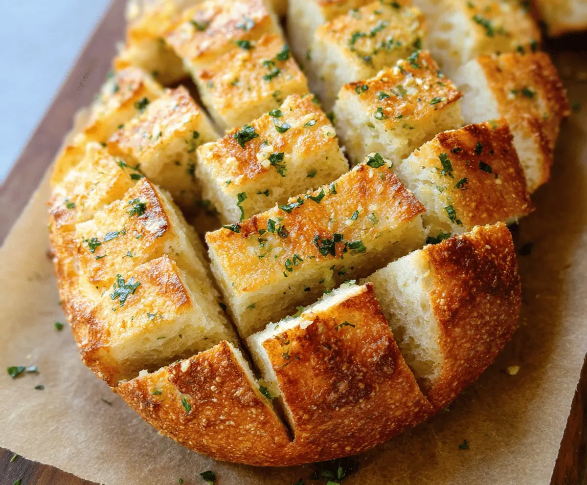 Golden Parmesan Garlic Artisan Bread freshly baked with crispy crust and aromatic herbs