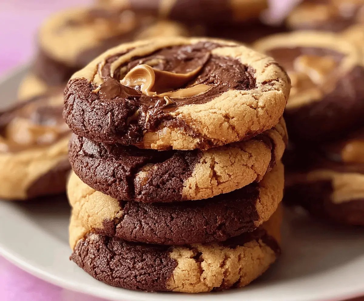 Delicious peanut butter brownie swirl cookies with rich chocolate and creamy peanut butter in a close-up shot