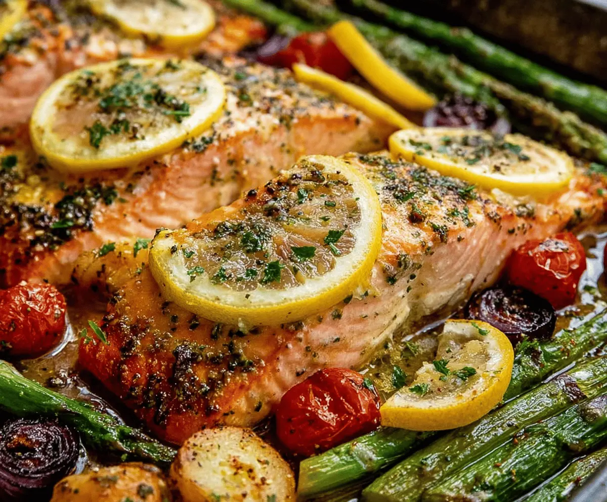 Easy Sheet Pan Lemon Garlic Butter Salmon Recipe