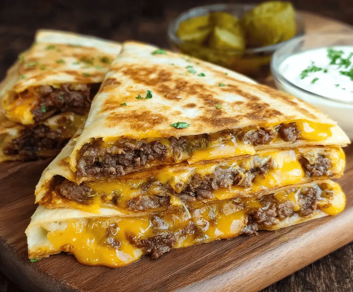 Delicious Smashburger Quesadillas with melted cheese, crispy tortillas, and savory fillings ready to enjoy.