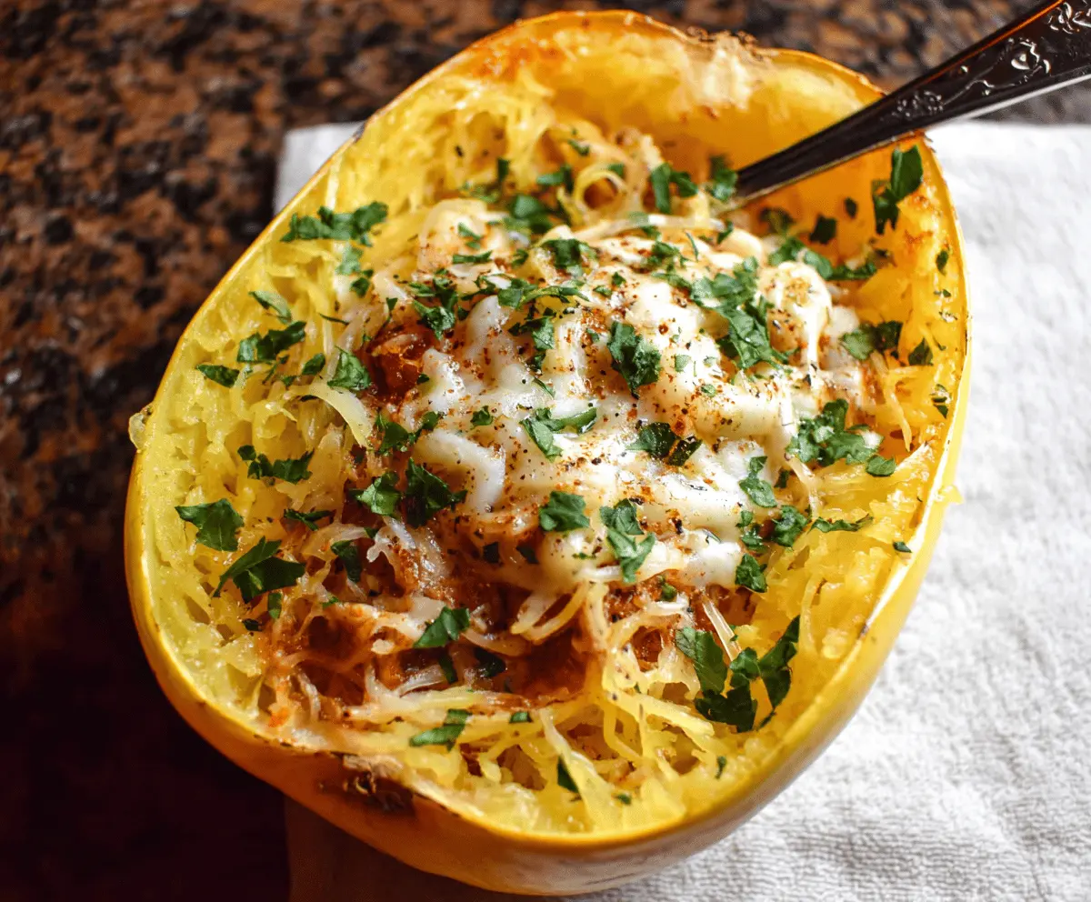 Delicious and flavorful spaghetti squash dish, perfectly cooked with vibrant toppings, showcasing the best spaghetti squash recipe you've ever tasted.