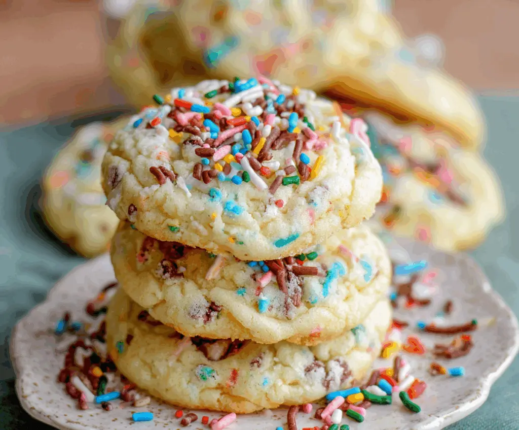 Delicious homemade cake mix cookies with chocolate chips on a cooling rack.