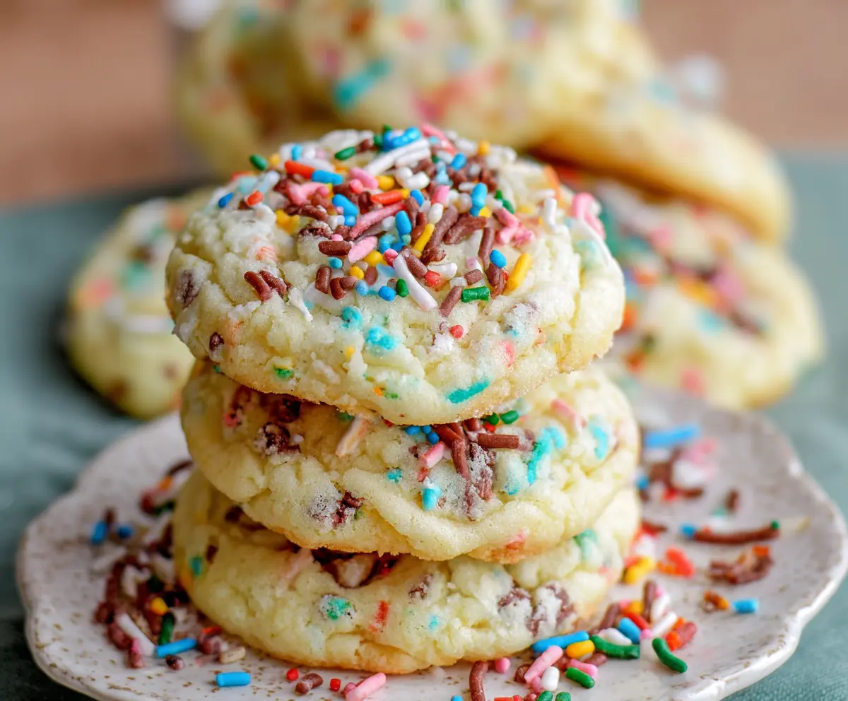 Delicious homemade cake mix cookies with chocolate chips on a cooling rack.