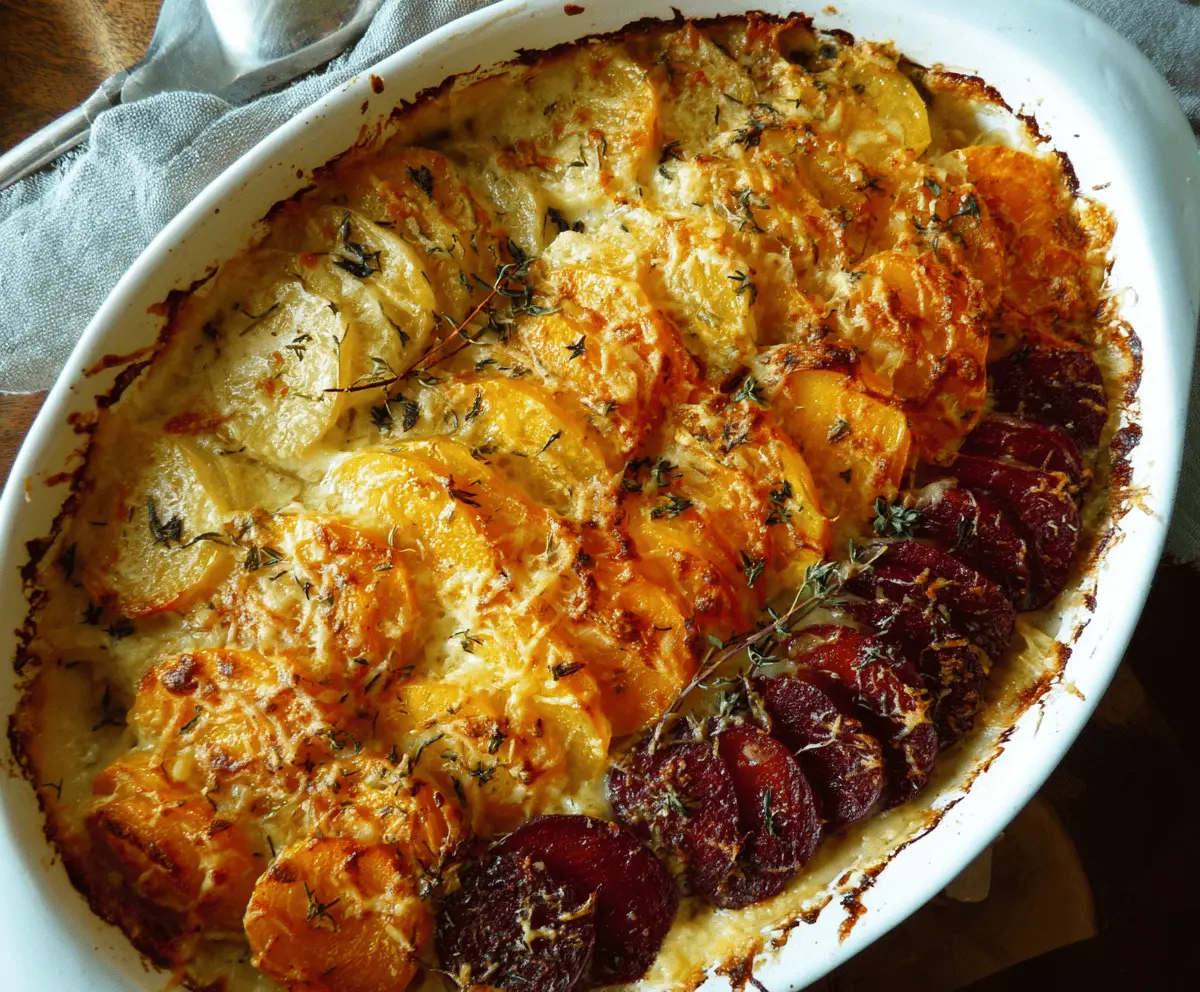 Easy Cheesy Root Vegetable Gratin