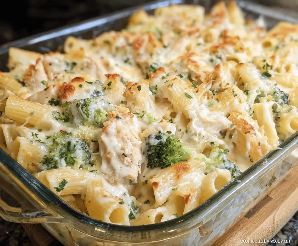 Easy Chicken Broccoli Alfredo Bake