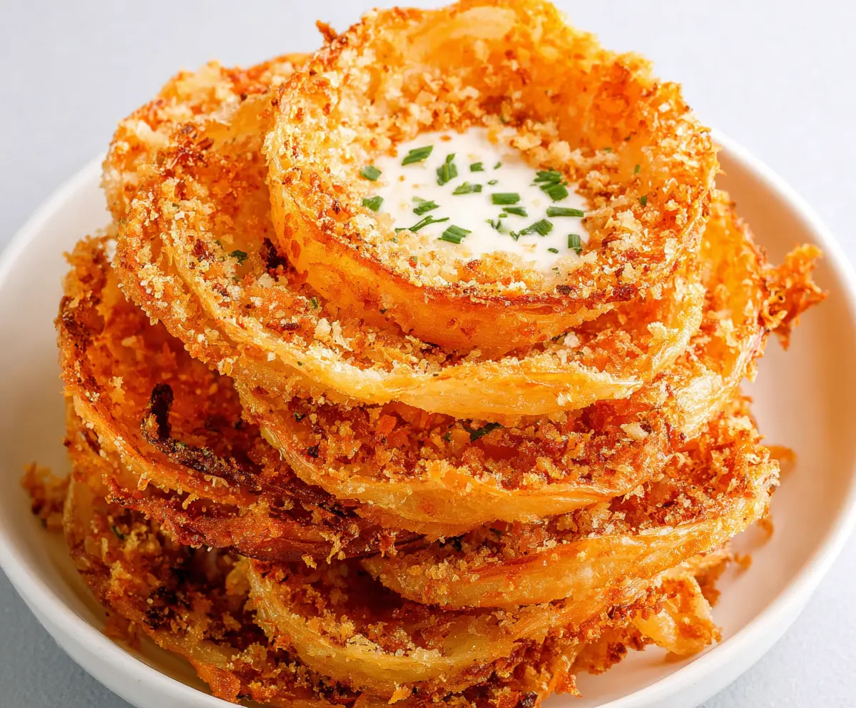 Crispy Parmesan Onion Ring Chips served as a delicious snack or appetizer.