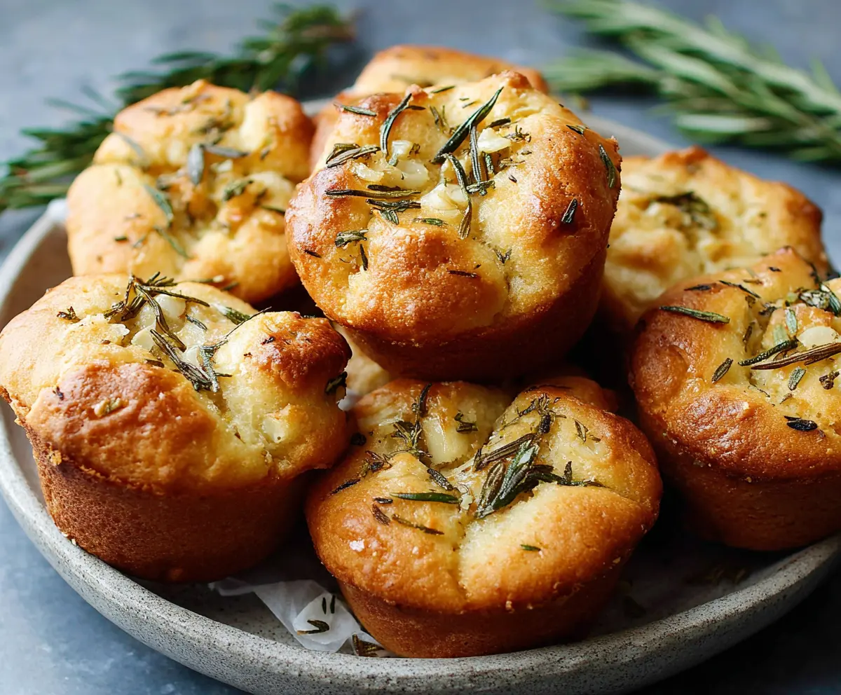 Easy Garlic Rosemary Focaccia Muffins