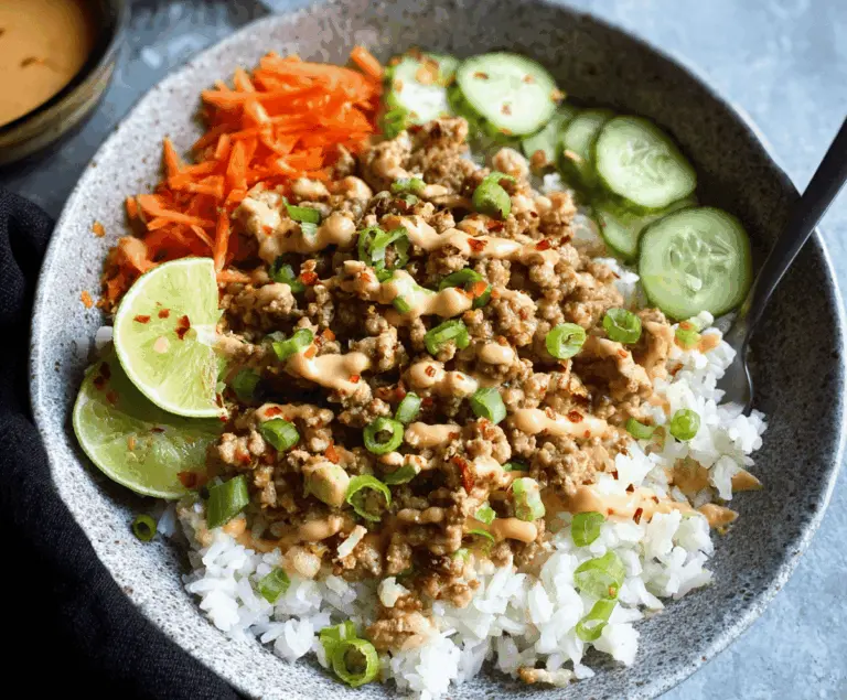Ground Turkey Rice Bowls with Bang Bang Sauce