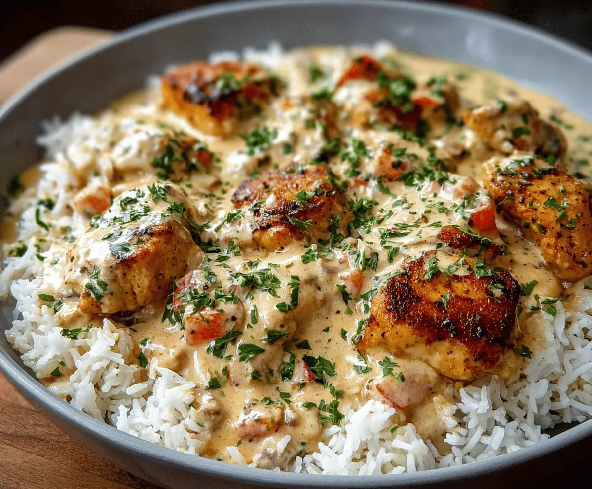 Creamy Smothered Chicken & Rice Recipe