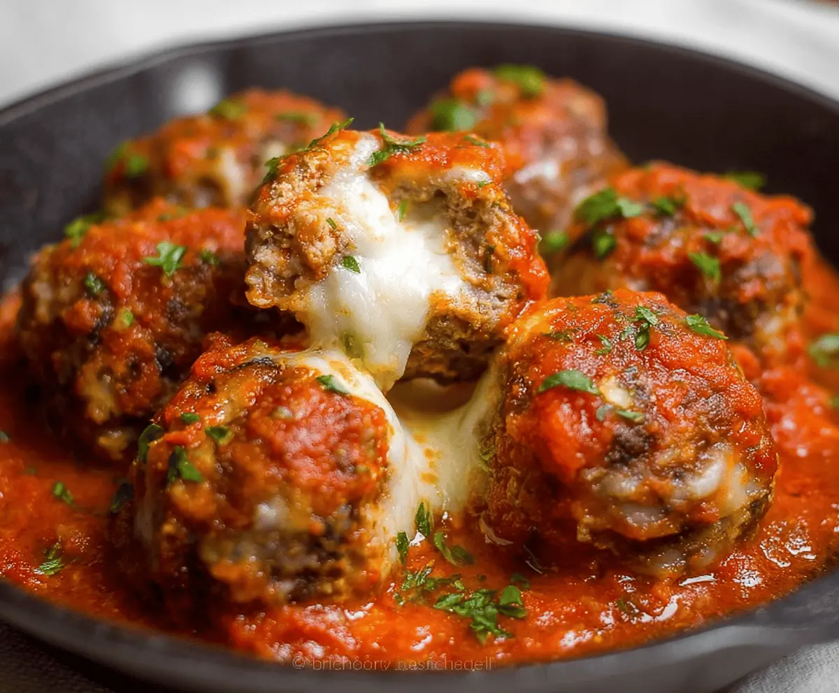 Easy Stuffed Mozzarella Meatballs