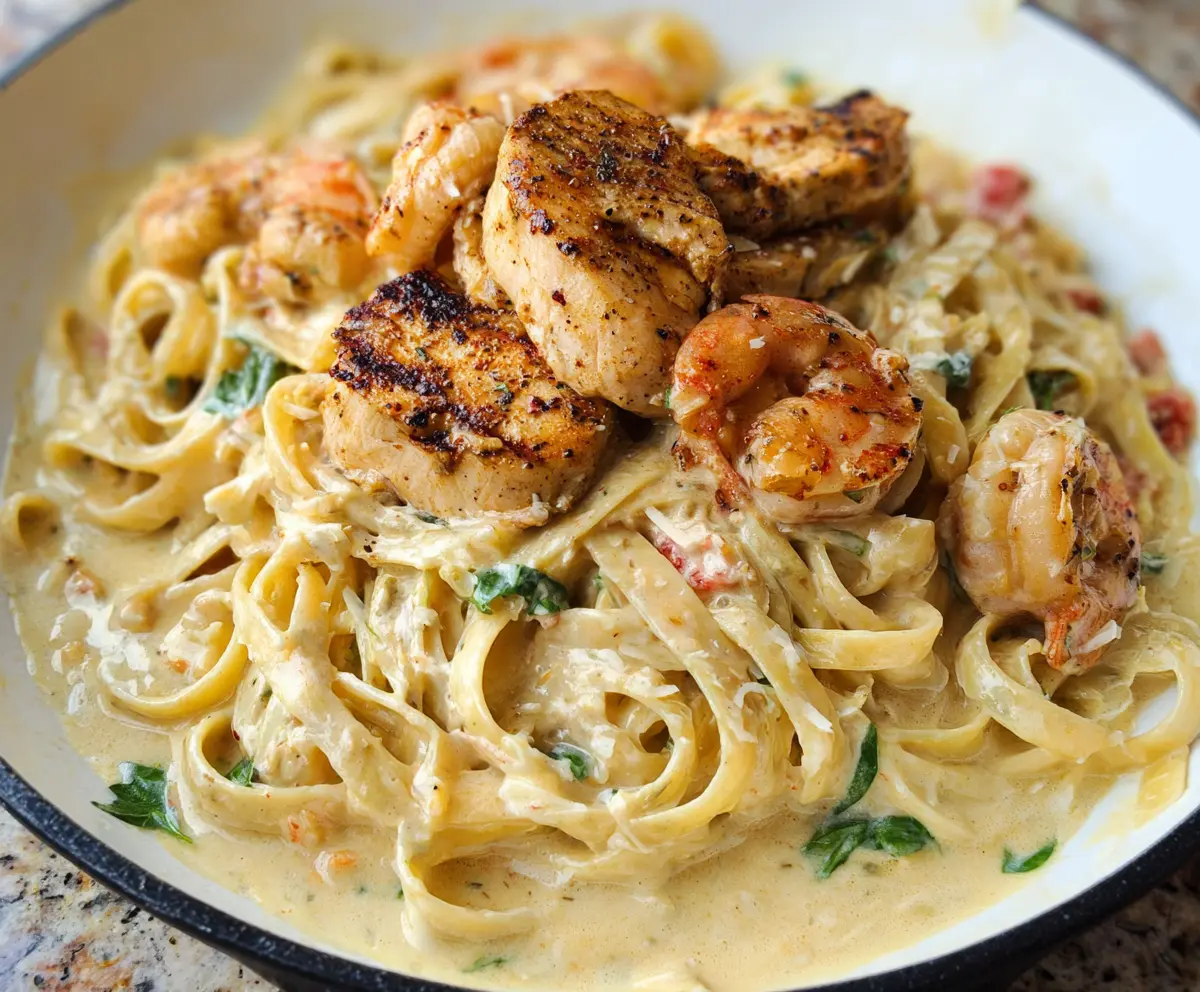 Creamy Cajun Chicken Shrimp Alfredo