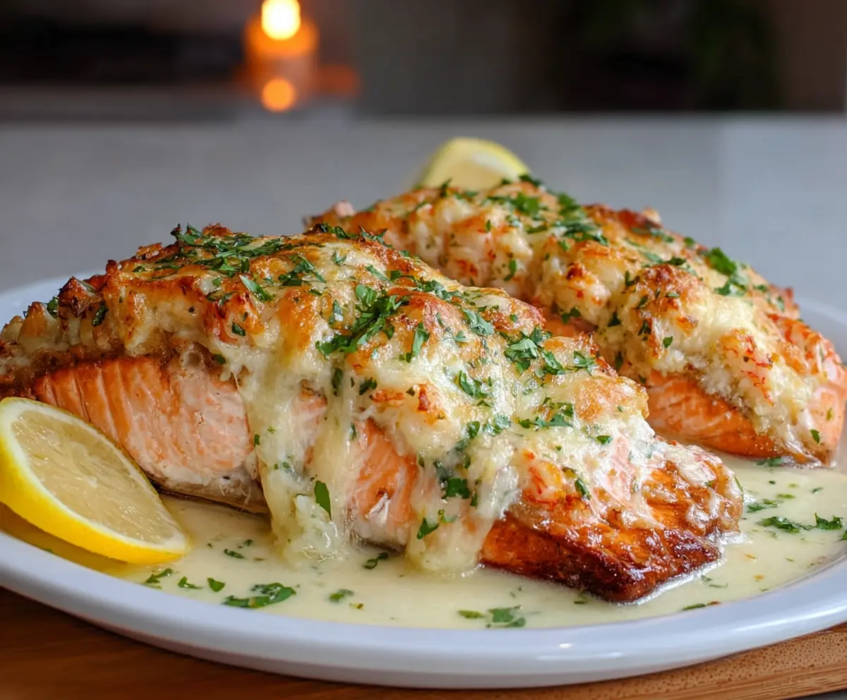 Easy Crab & Shrimp Stuffed Salmon