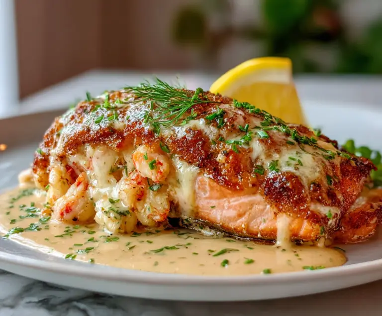 Deliciously Decadent Crab and Shrimp Stuffed Salmon