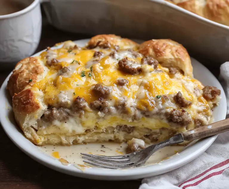 Easy Biscuits and Gravy Breakfast Casserole