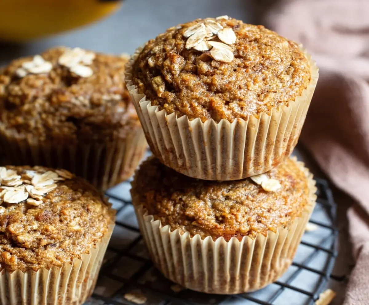Healthy Banana Oatmeal Muffins - No Blender Needed